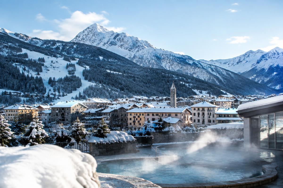 Bormio in winter with thermal baths